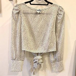 WHITE POLKA DOT WRAP AROUND BLOUSE - Sz  6/8